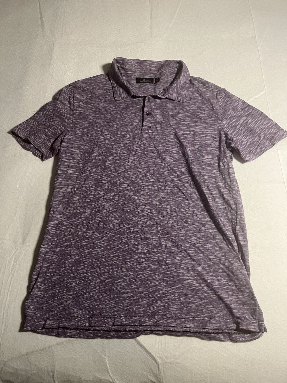 Marc Anthony Mens Medium Purple Heathered Polo Shirt Short Sleeve Casual